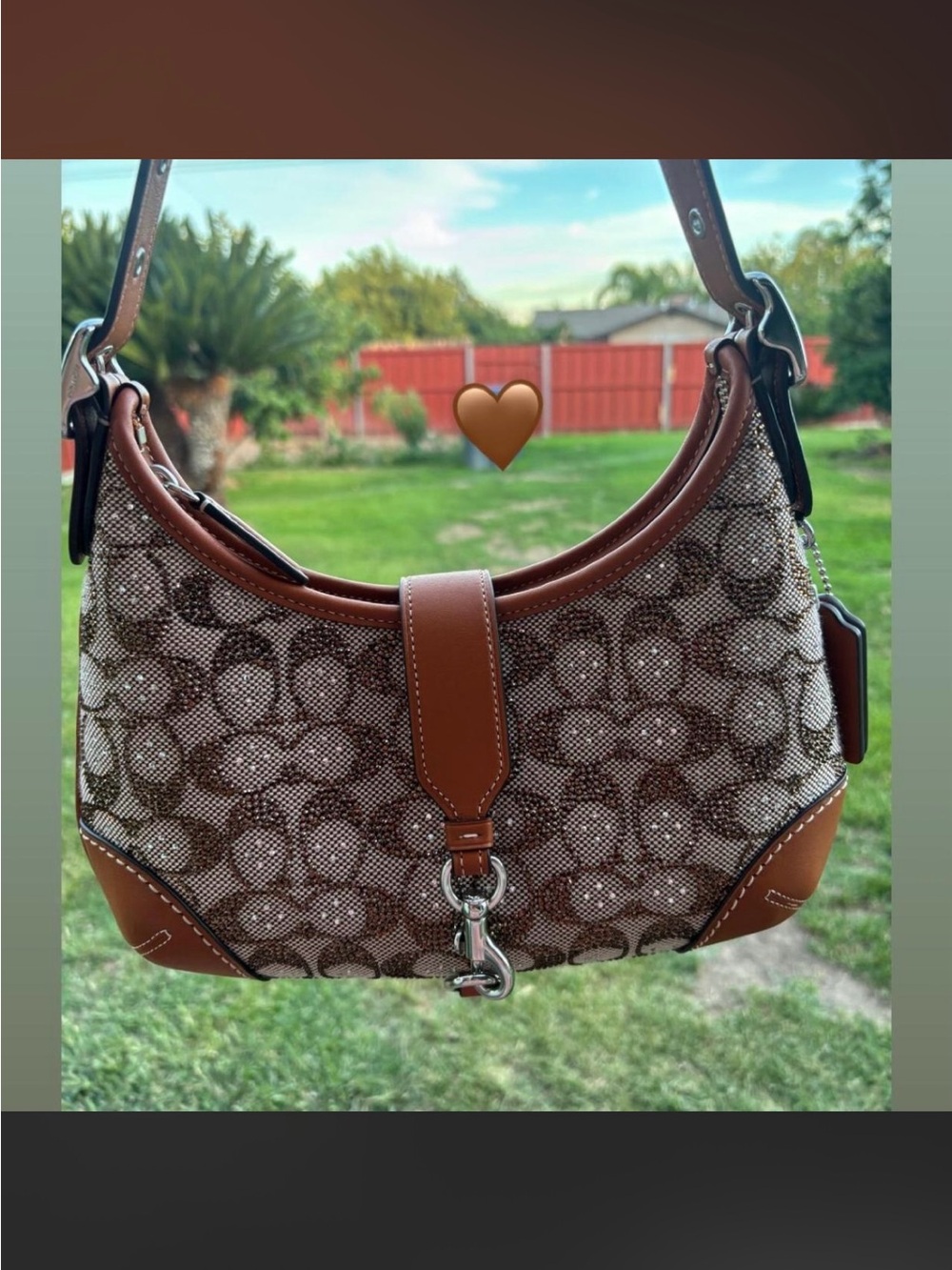Coach Hampton Hobo Bag in Crystal Signature Jaquard